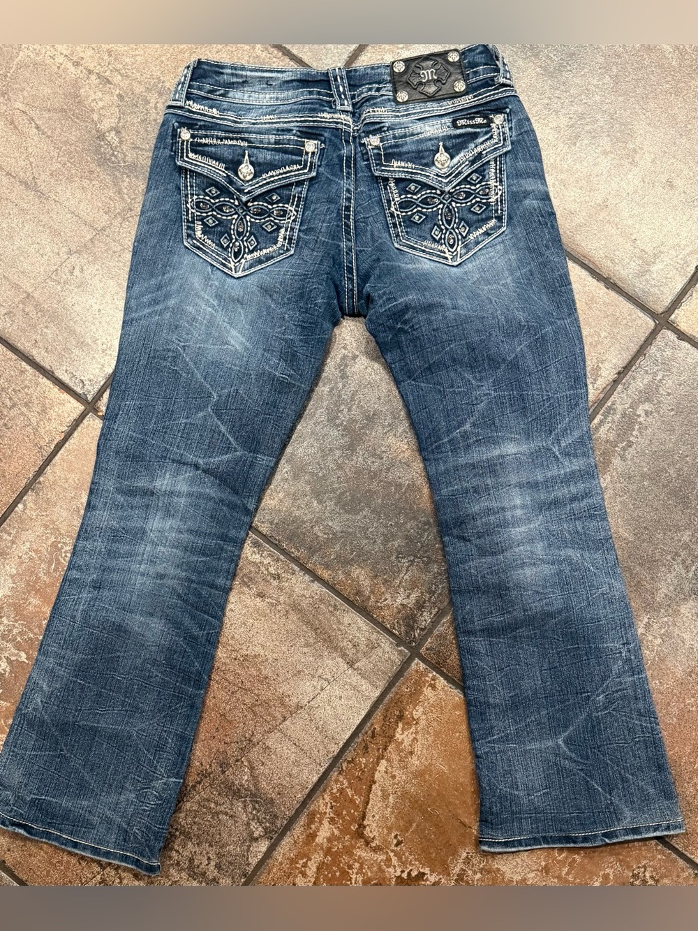 Miss Me Dark Wash Embroidered Back Pocket Signature Rise Bootcut Jeans